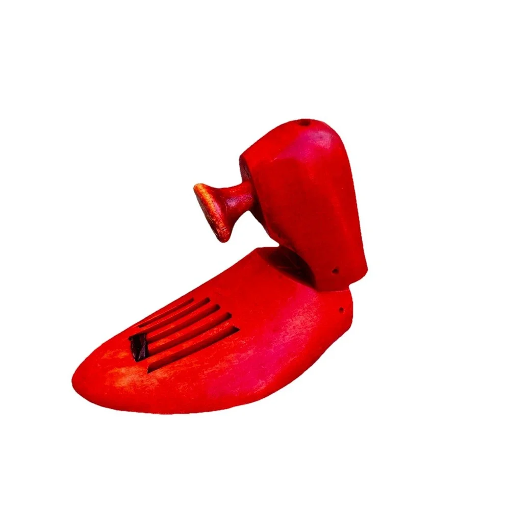 Vintage Florsheim Wood Red Shoe Tree‎ Mold Stretcher Form Insert Primitive Decor